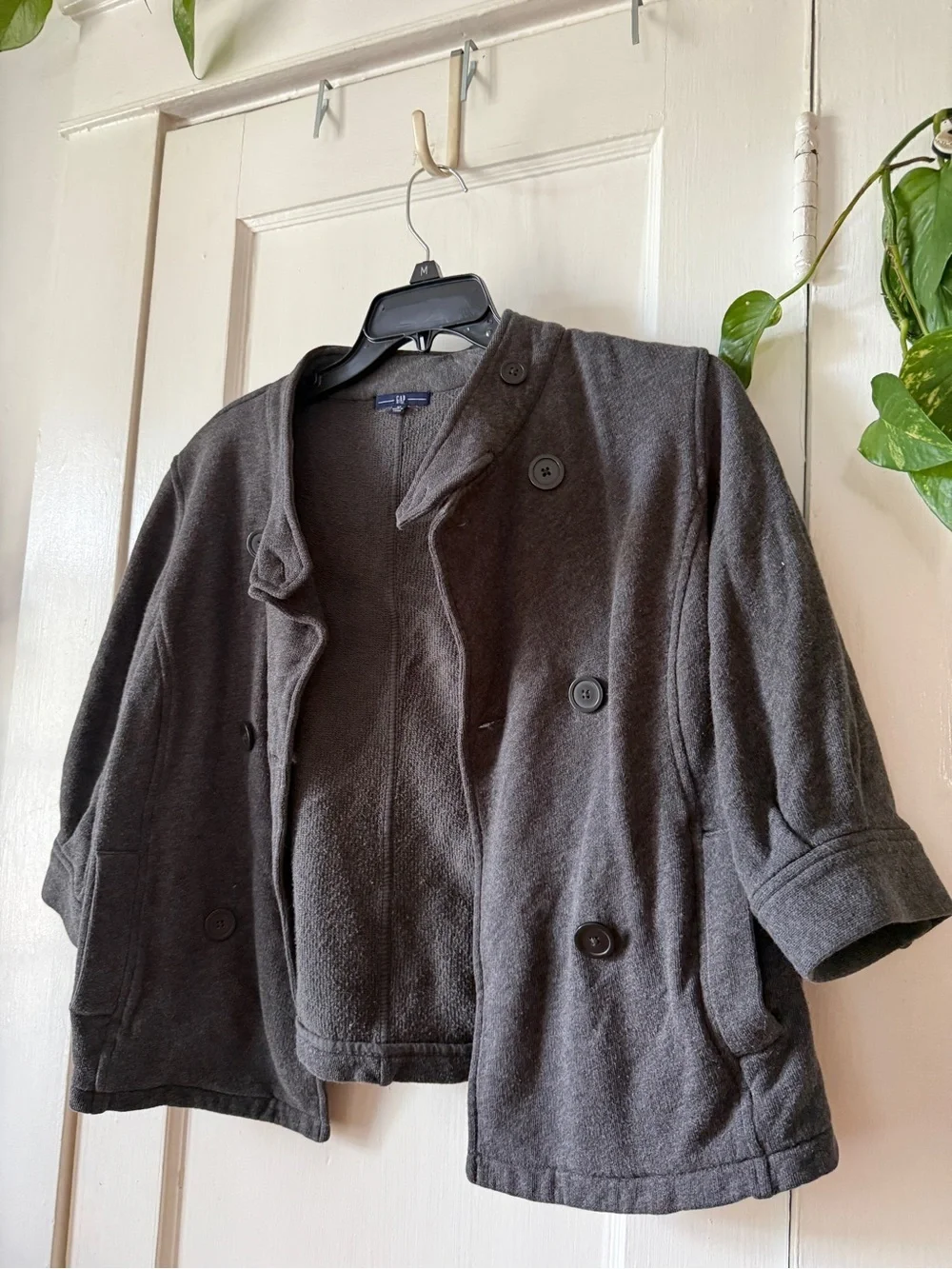 GAP Women's Dark Gray Short Double-Breasted Jacket